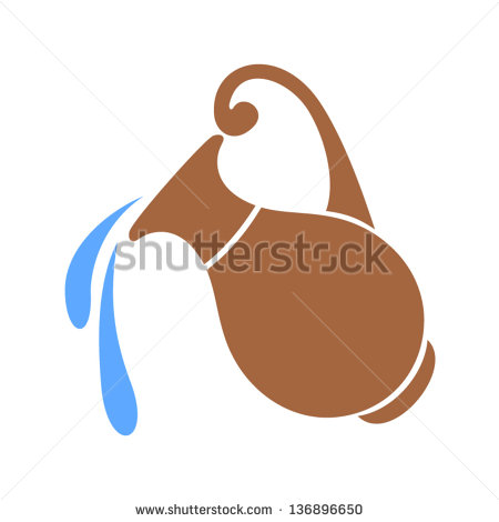 Vector Silhouette Of Clay Jar With Water    Stock Vector
