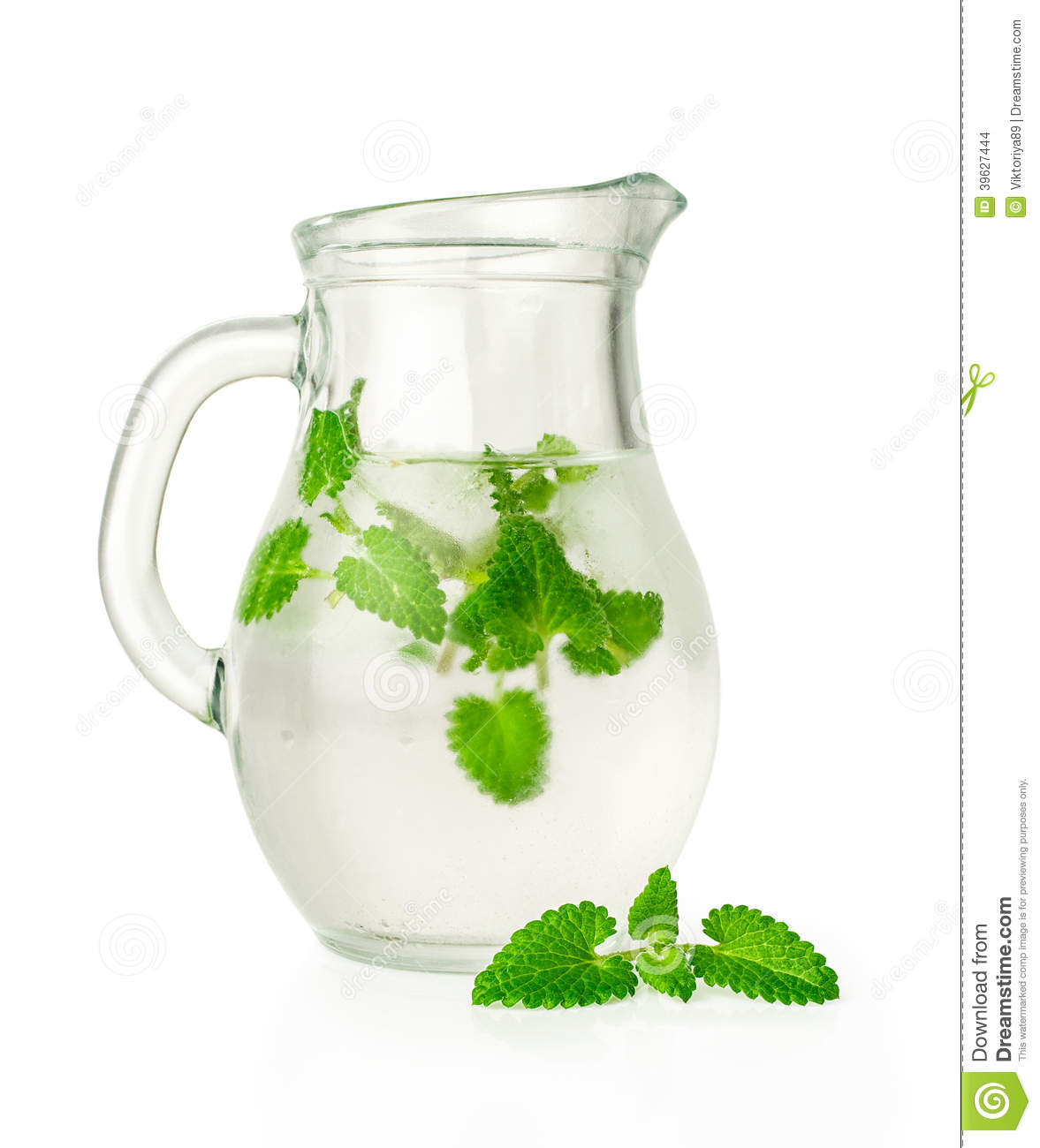 Water With Ice And Mint In A Glass Jug Stock Photo   Image  39627444