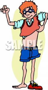 Boy Getting Dressed   Royalty Free Clipart Picture