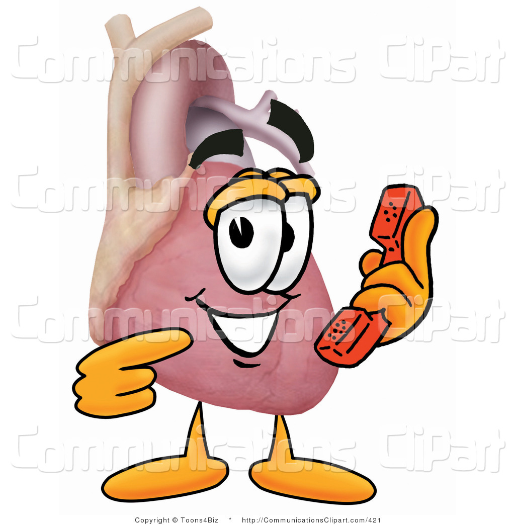 Communication Clipart Of A Human Heart Organ Mascot Cartoon Character
