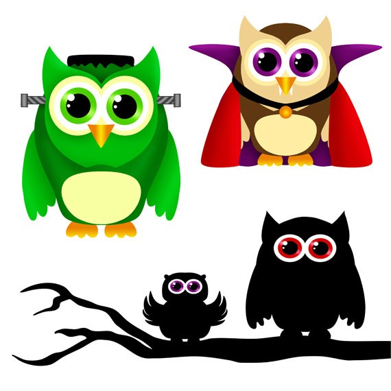 Cute Owl Halloween Clipart 04