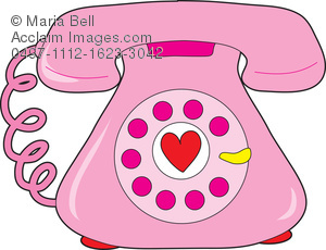 Girls  Pink Heart Telephone Clipart Image   Acclaim Stock Photography
