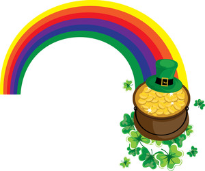 Gold Clipart Image   Clip Art Image Of A Pot Of Gold With A Leprechaun