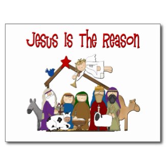 Jesus Is The Reason Manger Scene Postcard Clipart