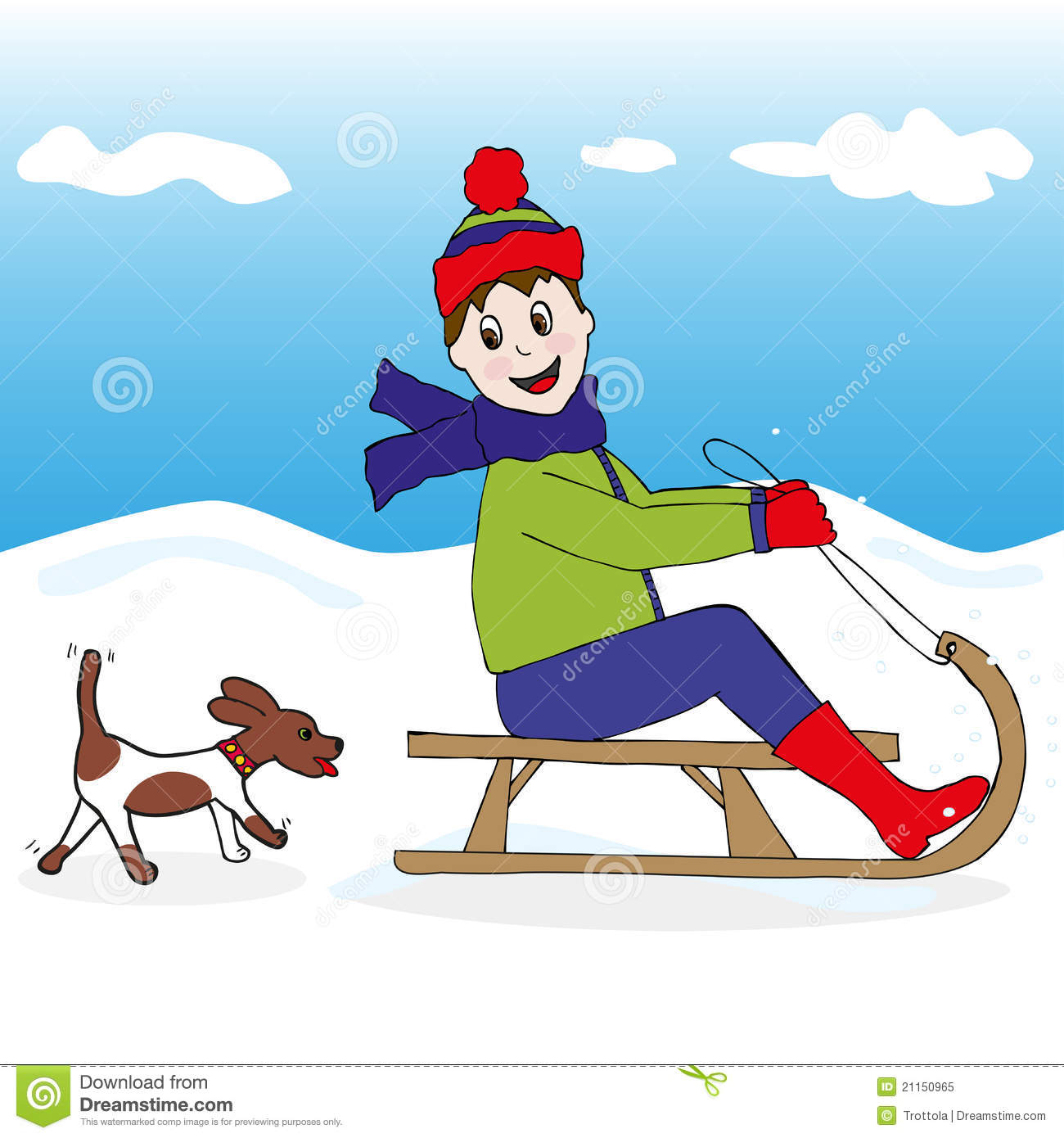 Kids Playing In Snow Clipart Child And Dog On Snow