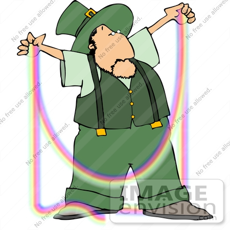 Leprechaun Holding The Rainbow Clipart    12489 By Djart   Royalty