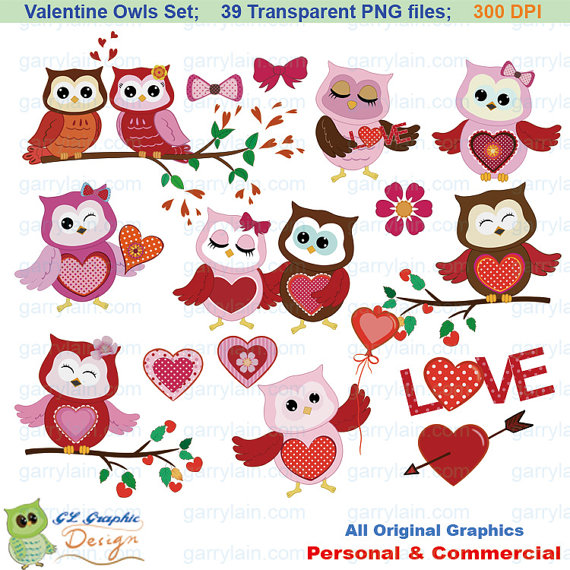 Owl Clipart Valentine Owls 39 Owl Clip Art Set Valentine S Day