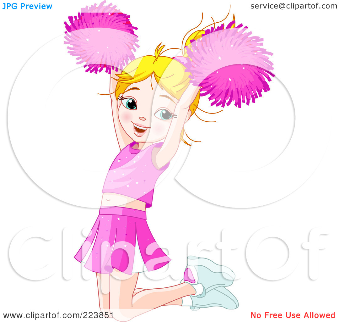 Pin Clipart Cheerleader Pom And Megaphone In Blue Tones Royalty Free
