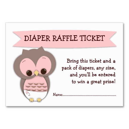 Pink Owl Baby Shower Diaper Raffle Ticket Insert Business Card