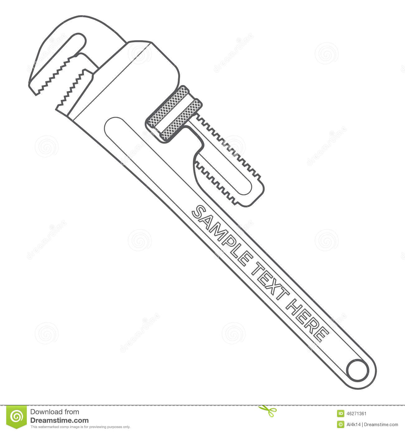 Vector Outline Dark Gray Pipe Adjustable Metal Wrench Icon