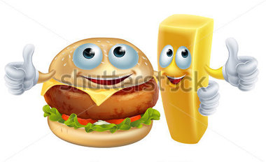 An Illustration Of Burger And Chips Food Character Mascots Arm In Arm