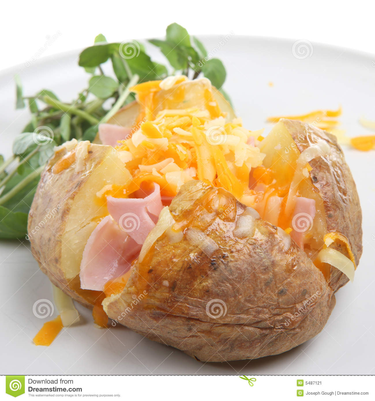 Baked Potato With Ham And Cheese Stock Image   Image  5487121
