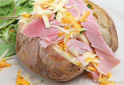 Baked Potato With Ham   Cheese Stock Photography   Image  11079882