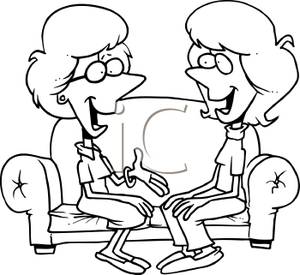 Black And White Cartoon Of Gossips Chin Wagging On A Sofa   Royalty    