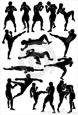Boxing Collection  The Isolated Thai Boxing Silhouette Fighting