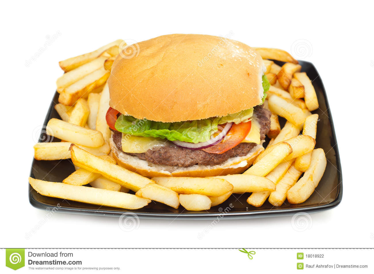 Burger And Chips On A Plate Stock Photography   Image  18018922