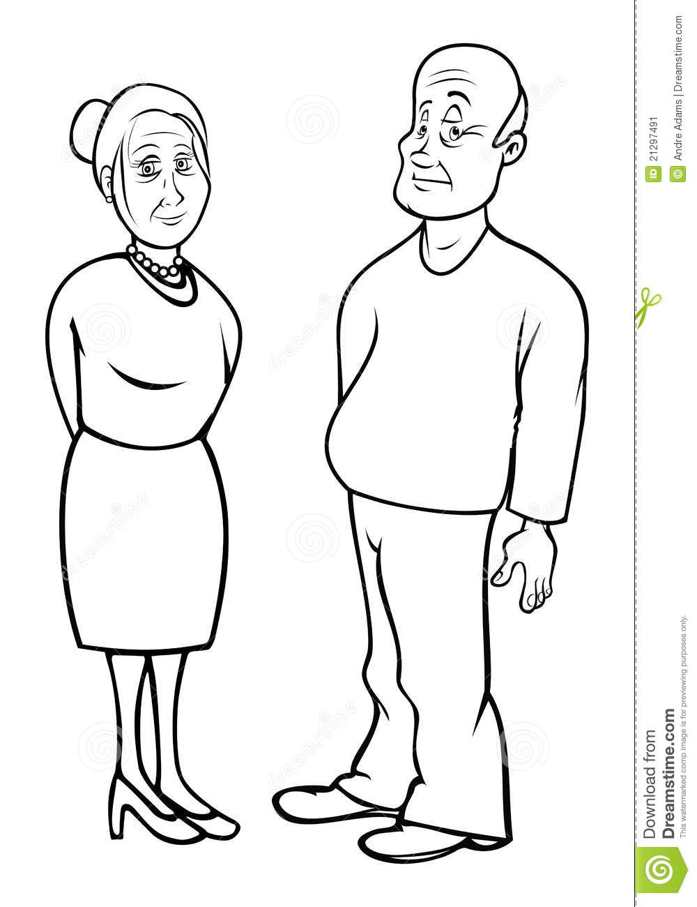Cartoon Outline Illustration Of Grandparents