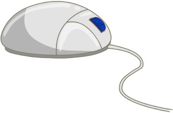 Clip Art Of A Grey Computer Mouse With Cord And A Blue Scroll Wheel    