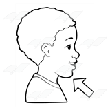 Clip Art    Side View Of Boy With A Red Arrow Pointing To Chin