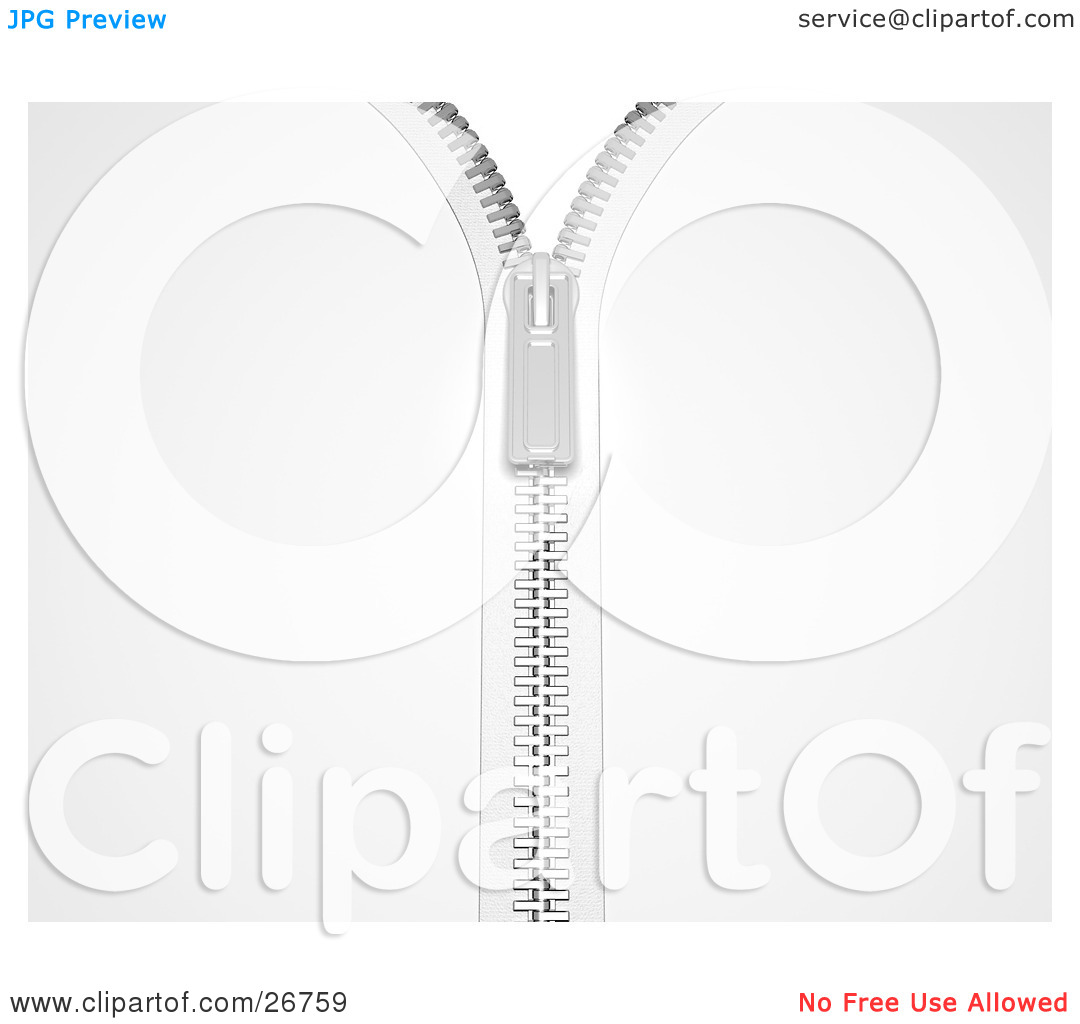 Clipart Illustration Of A Silver Zipper Zipping Up A Jacket Or Bag By