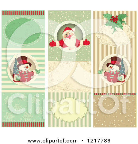 Clipart Of A Happy Christmas Snowman With A Sign   Royalty Free Vector