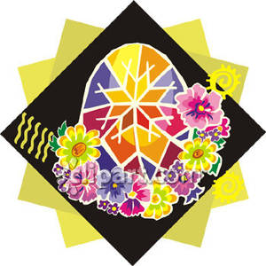 Easter Egg With Flowers Design   Royalty Free Clipart Picture