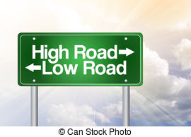 High Road Low Road Green Road Sign Business Concept   High   