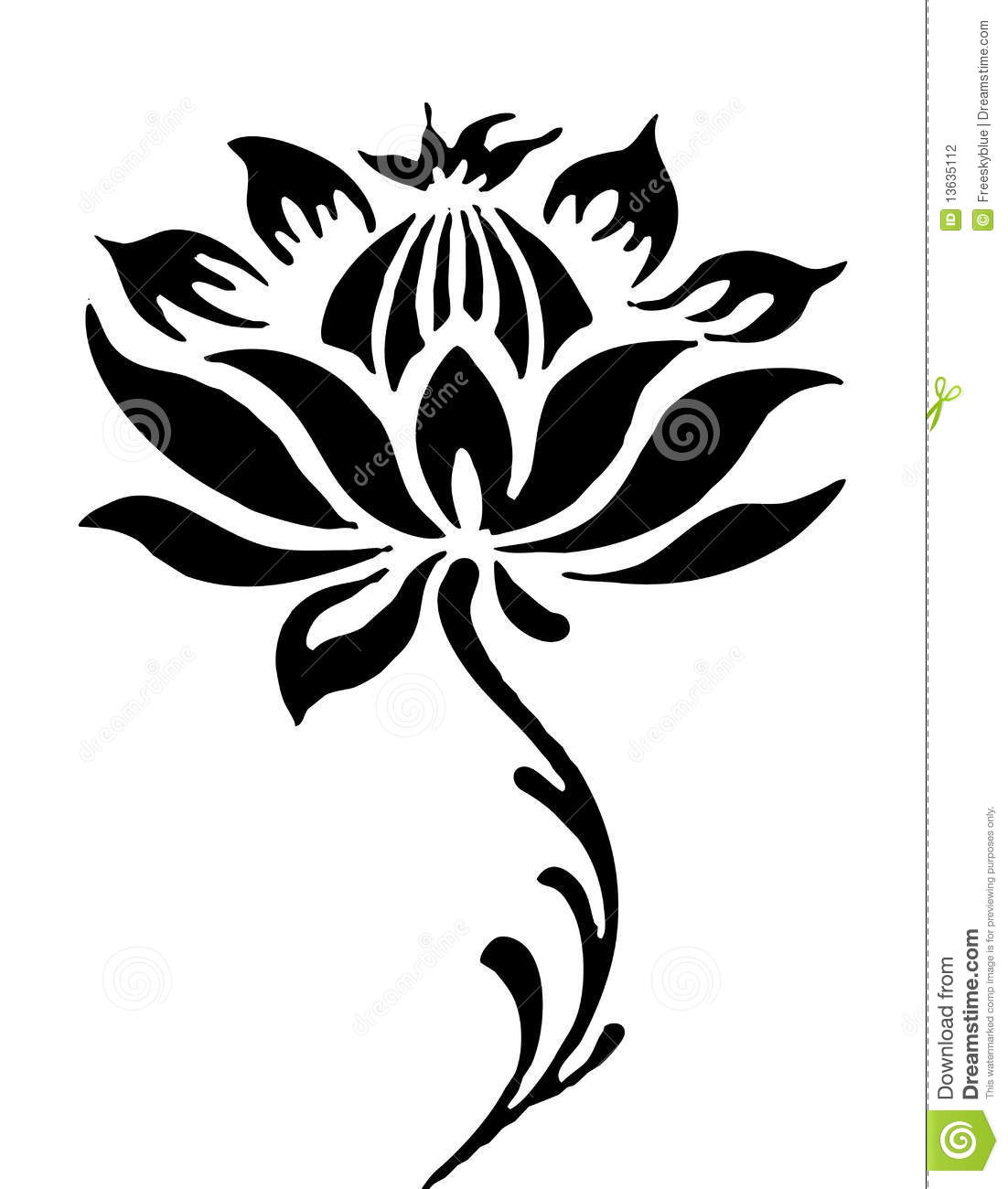 Illustration Drawing Of Beautiful Black Lotus Flower Pattern