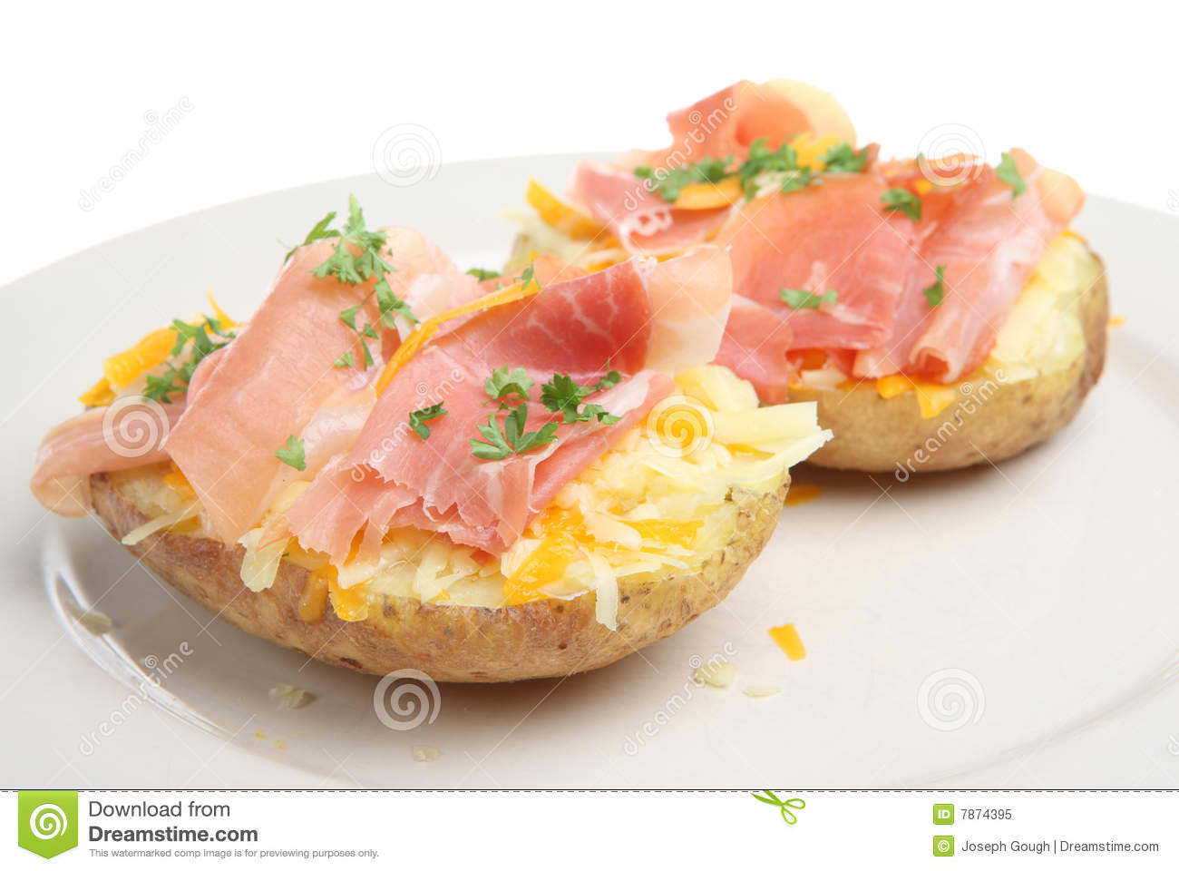 Jacket Potato With Ham And Cheese Royalty Free Stock Photo   Image