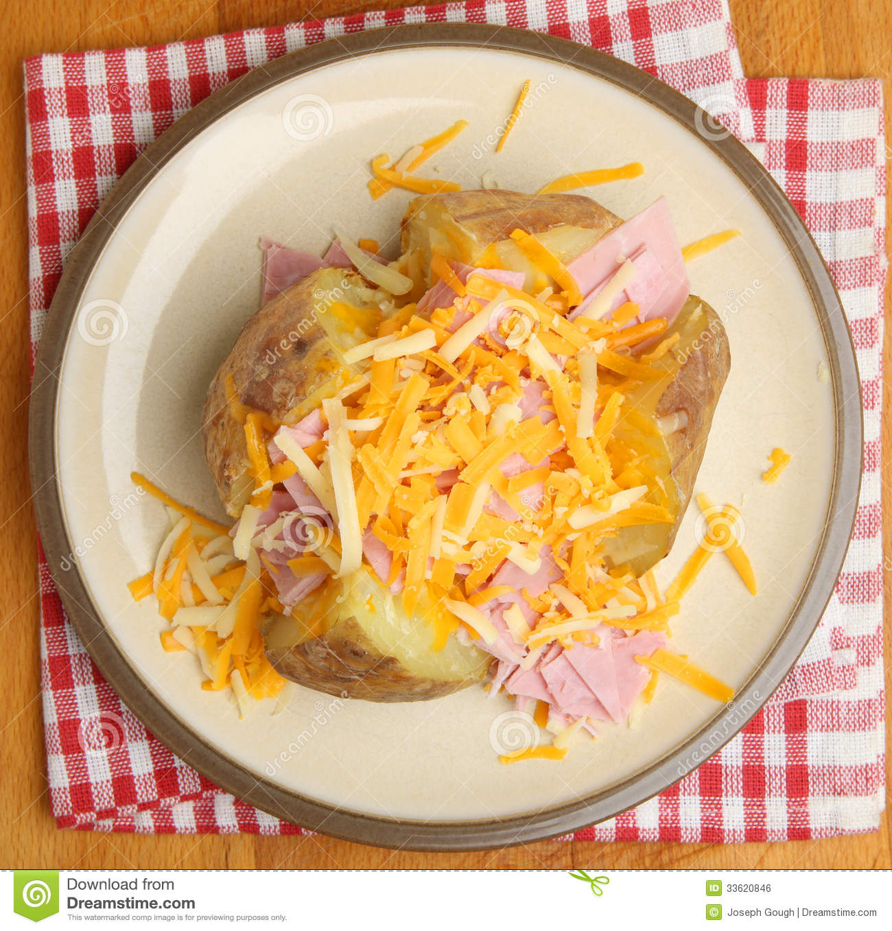 Jacket Potato With Ham   Cheese Royalty Free Stock Image   Image