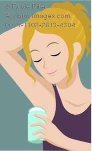 Of A Girl Putting On Deodorant   Royalty Free Clipart Illustration