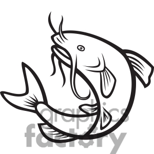 Royalty Free Black And White Catfish Jump Mp Clipart Image Picture