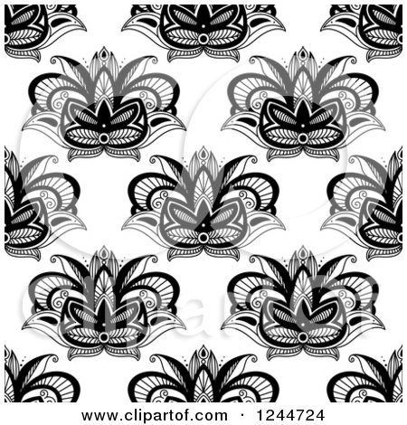 Seamless Pattern Background Of Henna Lotus Flowers By Seamartini