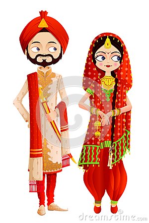 Sikh Wedding Couple Cartoon Vector   Cartoondealer Com  30667129