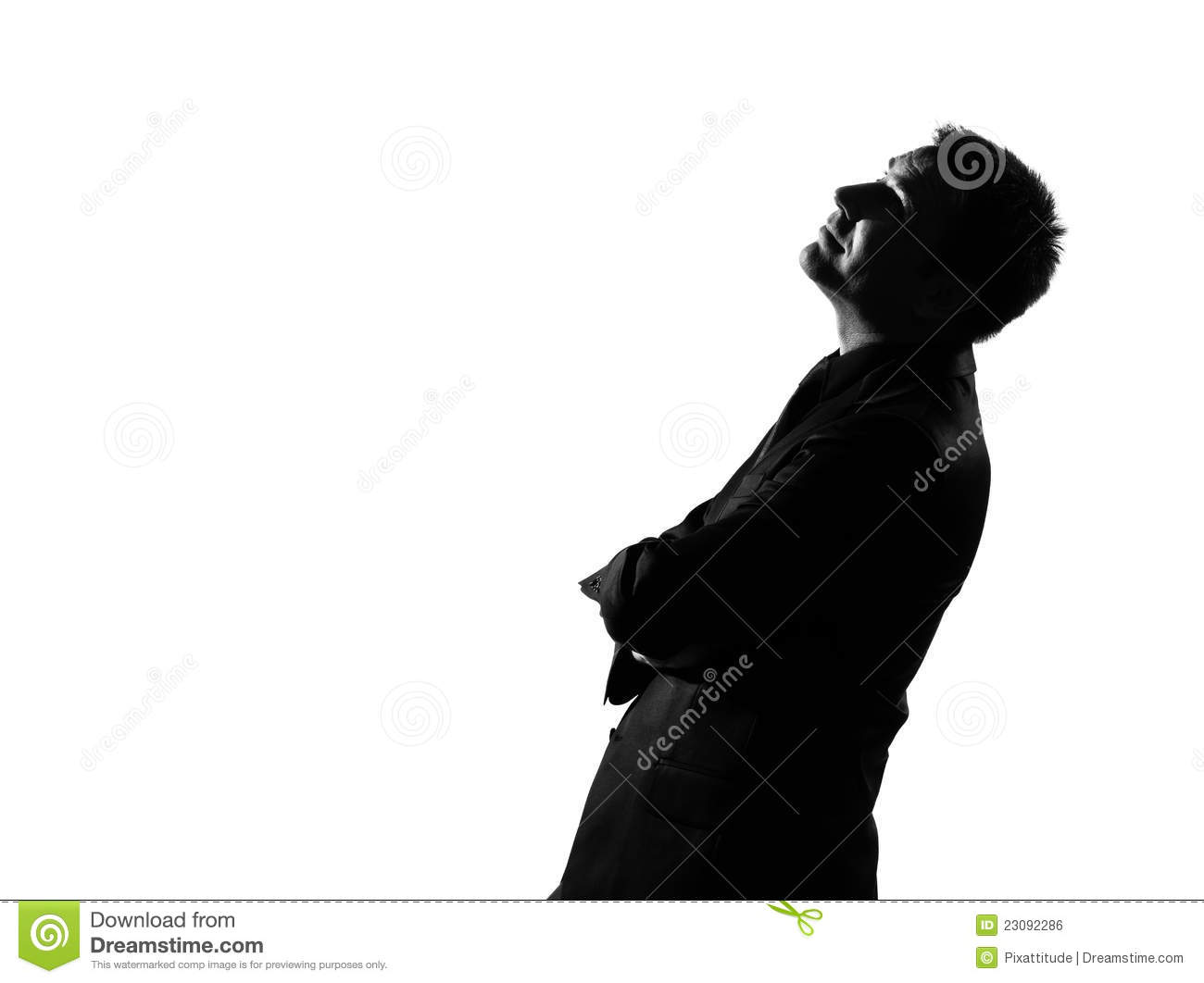 Silhouette Man Musing Daydream Lookig Up Royalty Free Stock Image