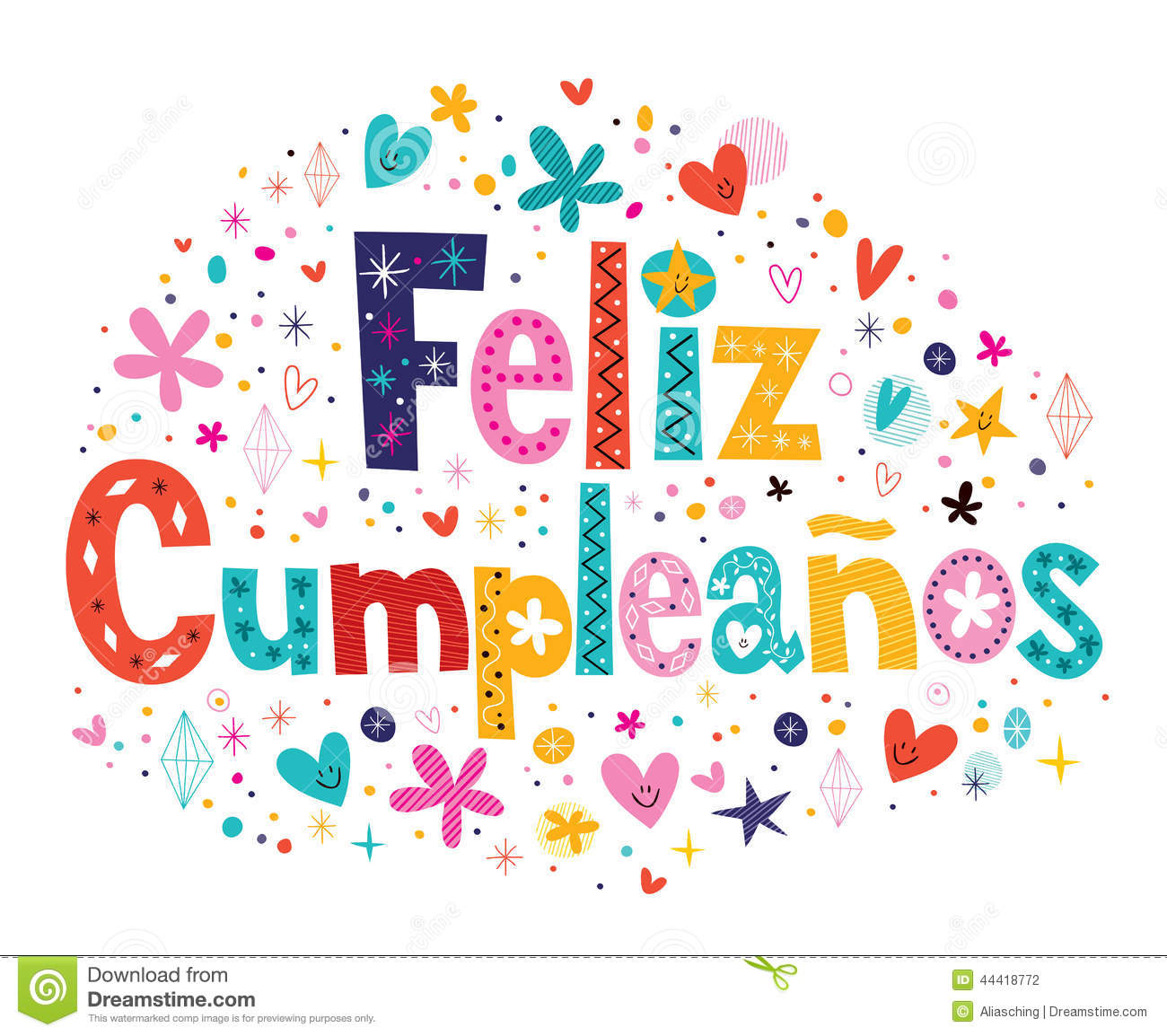 Stock Vector  Feliz Cumpleanos   Happy Birthday In Spanish Text