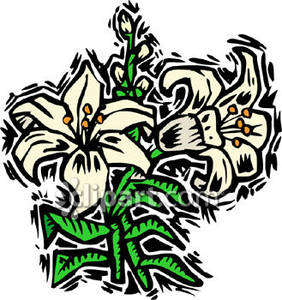 White Easter Lilies   Royalty Free Clipart Picture