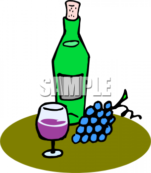 Wine Clip Art Image  A Bottle And Glass Of Red Wine