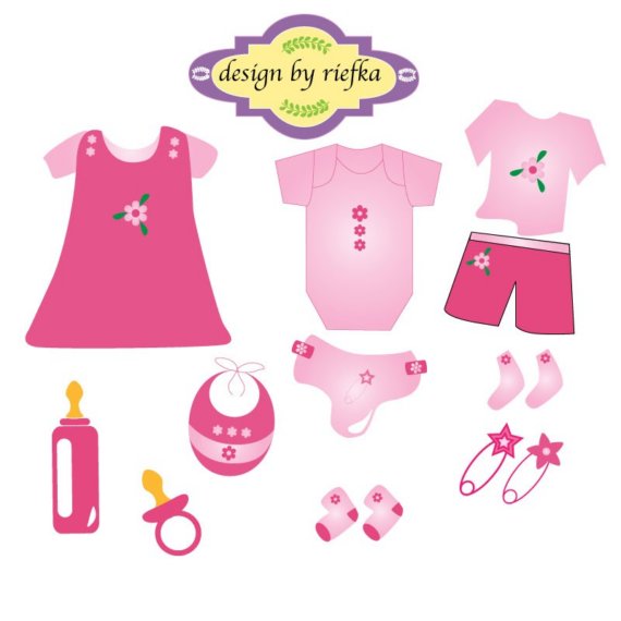 Baby Clothing In Pink Clipart By Riefka On Etsy