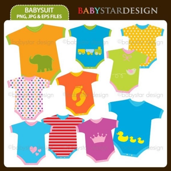 Babysuit Baby Clothes Digital Clipart Instant By Babystardesign  5 00