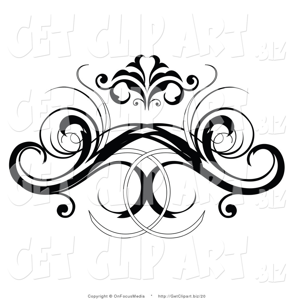 Clip Art Of A Black Decorative Swirling Design Element Or Back Tattoo