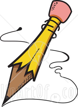 Clipart Illustration Of A Yellow Pencil With An Eraser Tip Writing
