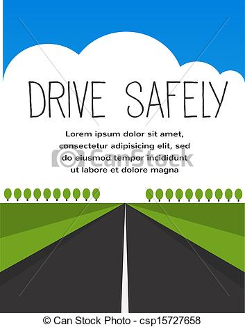 Clipart Vector Of Drive Safe Long Empty Road Csp15727658   Search
