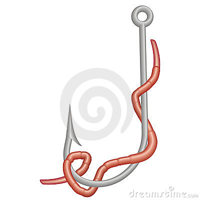 Fish Hook With A Worm Stock Photo   Image  4471020