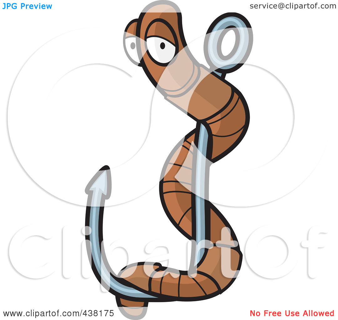 Free  Rf  Clipart Illustration Of A Worm On A Fish Hook By Cory Thoman