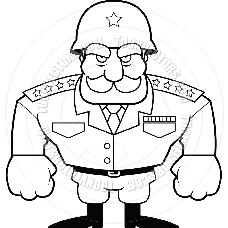 Military General  Black And White Line Art  By Cory Thoman   Toon