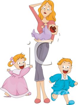Stressed Out Single Mom   Royalty Free Clip Art Image