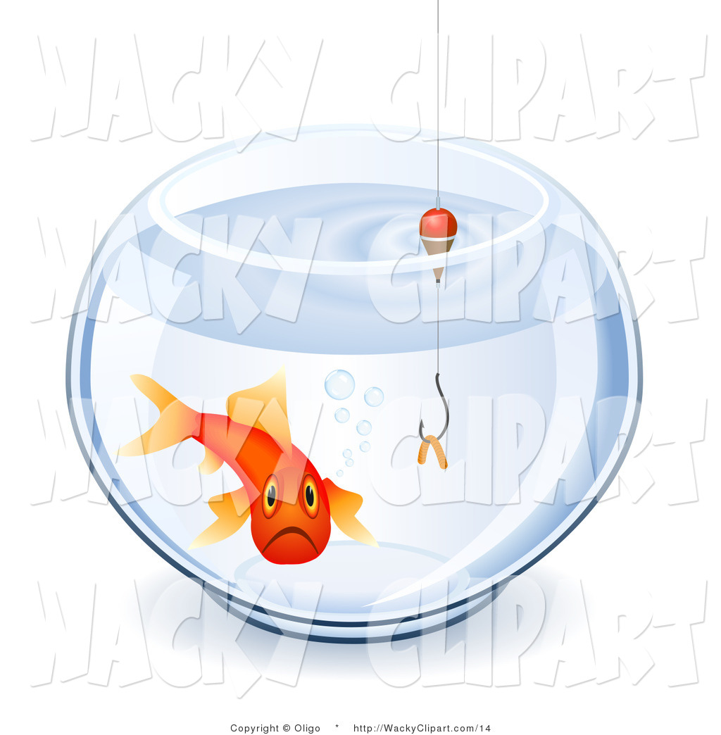 Vector Clipart Of A Sad Goldfish And Worm On A Hook By Oligo    14