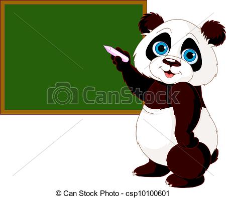 Vector Clipart Of Panda Writing On Blackboard   Cute Panda Writing On    