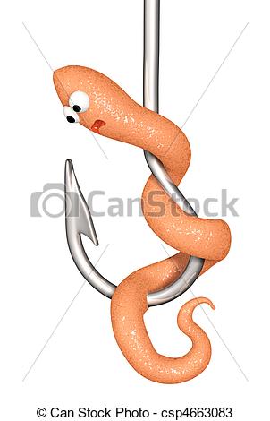 Worm On A Fishing Hook Isolated Over White Csp4663083   Search Clipart